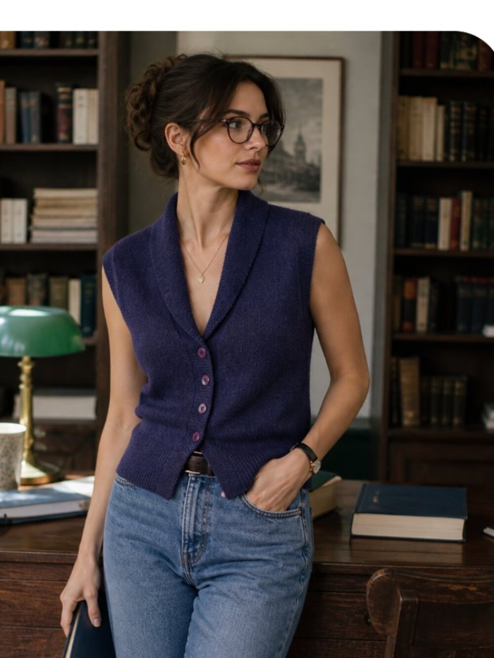 B. BRONSON Vintage Wool Blend Women's Button Purple Academia Vest size medium